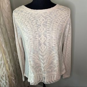Jolt Lightweight Cream Lace Front Sweater
